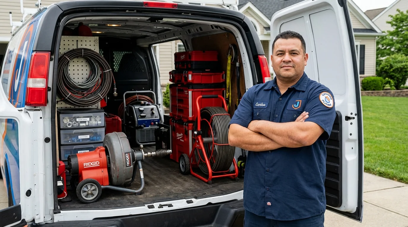 Professional drain cleaning equipment and Johns Plumbing LLC plumber in Lake Elmo
