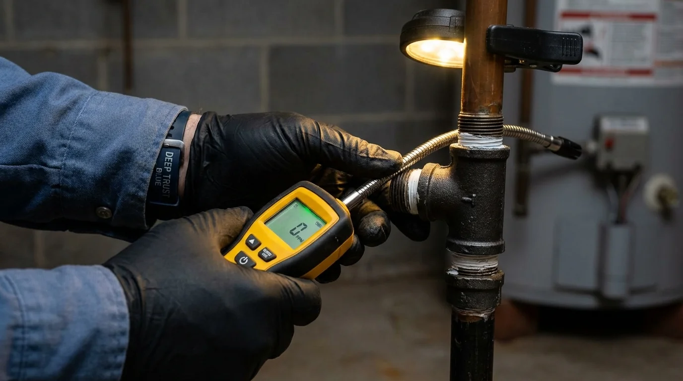 Gas leak detection with electronic sniffer by Johns Plumbing LLC in Lake Elmo