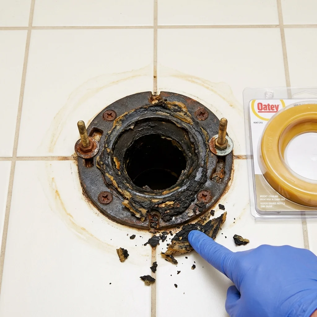 Failed wax ring showing water seepage at the base of a toilet in a Lake Elmo, MN home